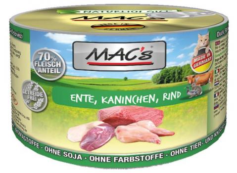 ARDEBO.de MACs Cat Ente, Kaninchen & Rind 200g