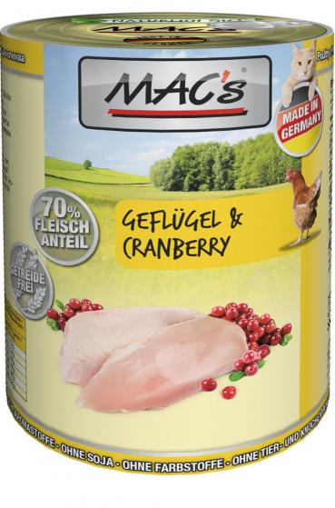 ARDEBO.de MACs Cat Geflügel, Rind & Cranberry 400g