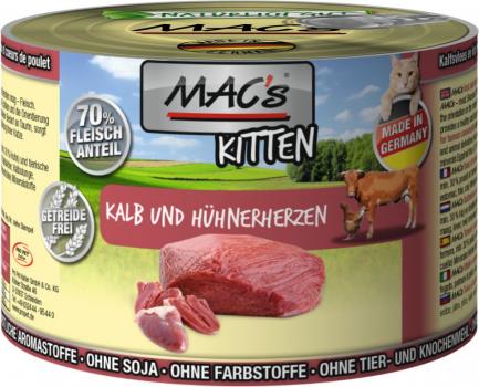 ARDEBO.de MACs Cat Kitten Kalb & Hühnerherzen 200g