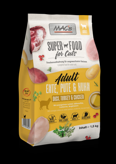 ARDEBO.de MACs Cat Adult Ente, Pute & Huhn 1,5kg