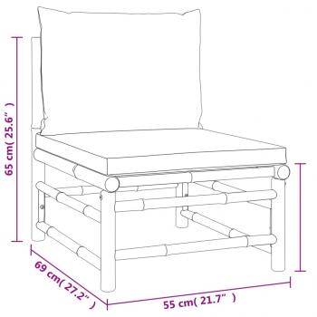 3-tlg. Garten-Lounge-Set mit Taupe Kissen Bambus