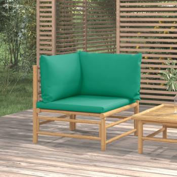 ARDEBO.de - Garten-Ecksofa mit Grünen Kissen Bambus