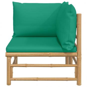 Garten-Ecksofa mit Grünen Kissen Bambus