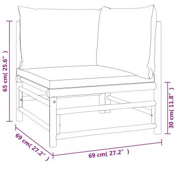 Garten-Ecksofa mit Grünen Kissen Bambus