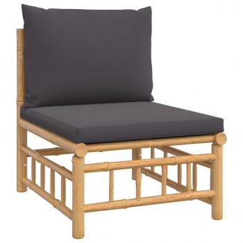 2-tlg. Garten-Lounge-Set mit Dunkelgrauen Kissen Bambus