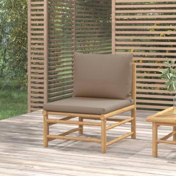 ARDEBO.de - Garten-Mittelsofa mit Taupe Kissen Bambus