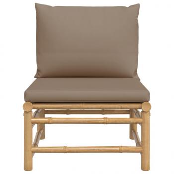 Garten-Mittelsofa mit Taupe Kissen Bambus