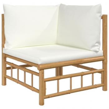 Garten-Ecksofa mit Cremeweißen Kissen Bambus