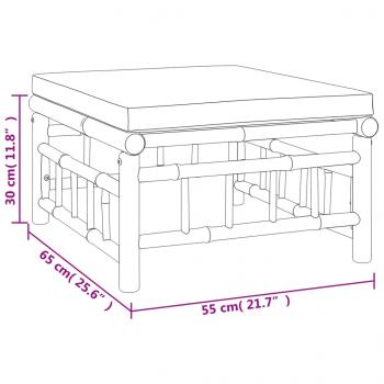 3-tlg. Garten-Lounge-Set mit Dunkelgrauen Kissen Bambus