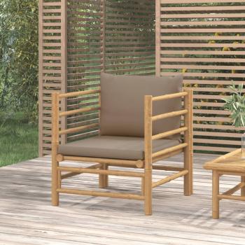 ARDEBO.de - Gartensessel mit Taupe Kissen Bambus