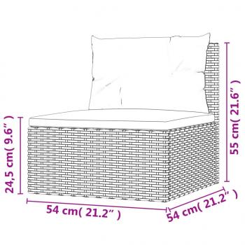 5-tlg. Garten-Lounge-Set mit Kissen Grau Poly Rattan