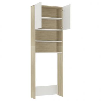 Waschmaschinenschrank Weiß Sonoma-Eiche 64x25,5x190 cm