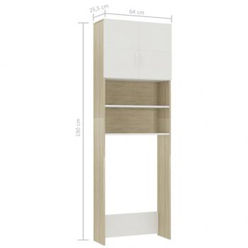 Waschmaschinenschrank Weiß Sonoma-Eiche 64x25,5x190 cm