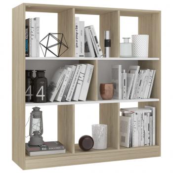 Bücherregal Weiß und Sonoma-Eiche 97,5x29,5x100cm Holzwerkstoff