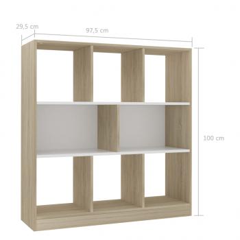 Bücherregal Weiß und Sonoma-Eiche 97,5x29,5x100cm Holzwerkstoff