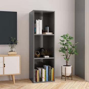 ARDEBO.de - Bücherregal/TV-Schrank Hochglanz-Grau 36x30x114cm Holzwerkstoff