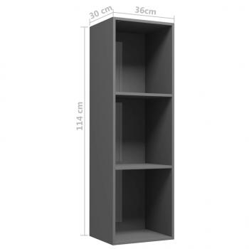 Bücherregal/TV-Schrank Hochglanz-Grau 36x30x114cm Holzwerkstoff