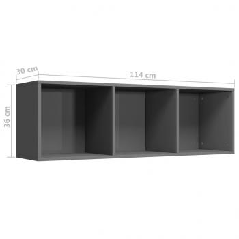 Bücherregal/TV-Schrank Hochglanz-Grau 36x30x114cm Holzwerkstoff