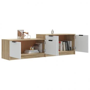 TV-Schrank Weiß und Sonoma-Eiche 158,5x36x45 cm Holzwerkstoff