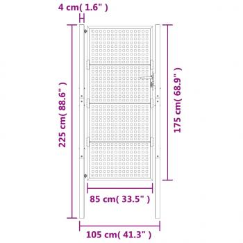 Gartentor Anthrazit 105x225 cm Stahl