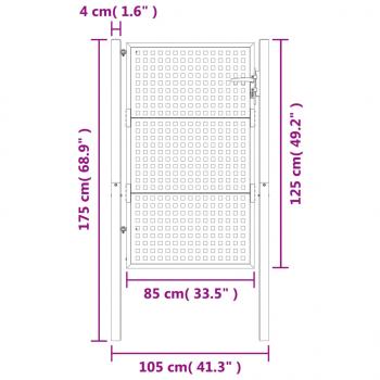 Gartentor Anthrazit 105x175 cm Stahl