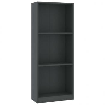 Bücherregal 3 Fächer Grau 40x24x109 cm Holzwerkstoff