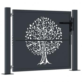 Gartentor Anthrazit 105x80 cm Stahl Baum-Design