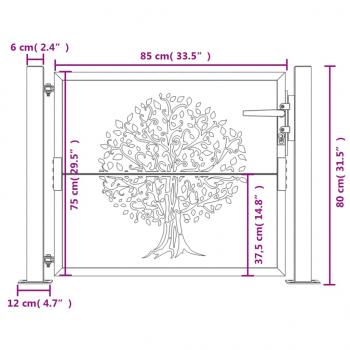 Gartentor Anthrazit 105x80 cm Stahl Baum-Design