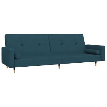 Schlafsofa 2-Sitzer mit 2 Kissen Blau Samt