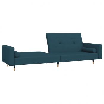 Schlafsofa 2-Sitzer mit 2 Kissen Blau Samt