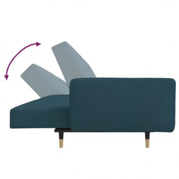 Schlafsofa 2-Sitzer mit 2 Kissen Blau Samt