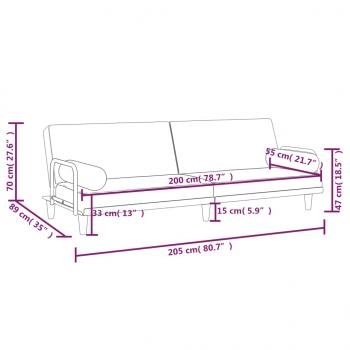 Schlafsofa mit Armlehnen Creme Stoff