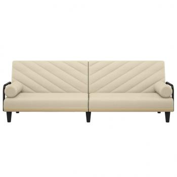 Schlafsofa mit Armlehnen Creme Stoff