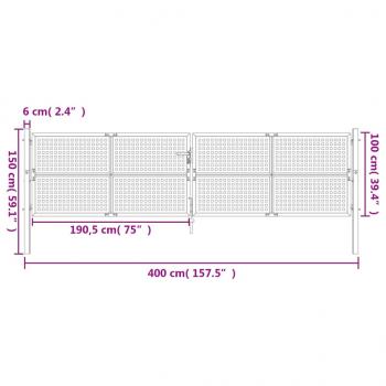 Gartentor Anthrazit 400x150 cm Stahl