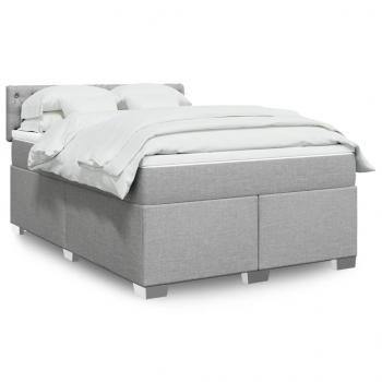 ARDEBO.de - Boxspringbett mit Matratze Hellgrau 140x190 cm Stoff