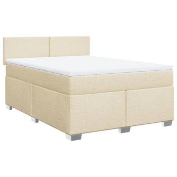 Boxspringbett mit Matratze Creme 140x190 cm Stoff