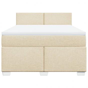 Boxspringbett mit Matratze Creme 140x190 cm Stoff