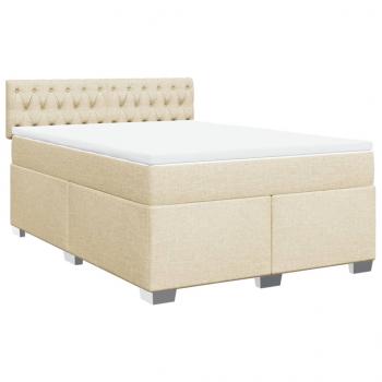 Boxspringbett mit Matratze Creme 140x190 cm Stoff