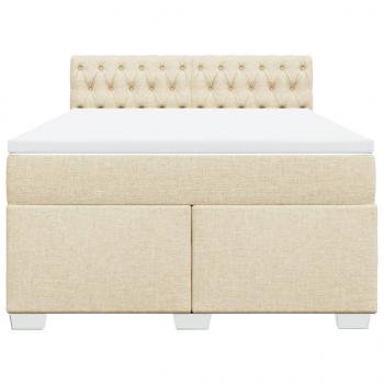 Boxspringbett mit Matratze Creme 140x190 cm Stoff