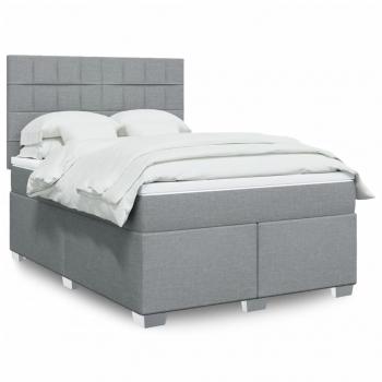 ARDEBO.de - Boxspringbett mit Matratze Hellgrau 140x190 cm Stoff