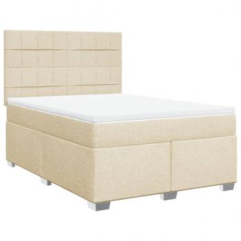 Boxspringbett mit Matratze Creme 140x190 cm Stoff