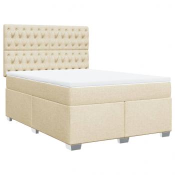 Boxspringbett mit Matratze Creme 140x190 cm Stoff