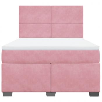 Boxspringbett mit Matratze Rosa 140x190 cm Samt