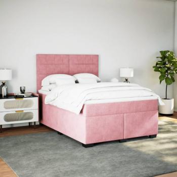 Boxspringbett mit Matratze Rosa 140x190 cm Samt