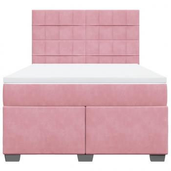 Boxspringbett mit Matratze Rosa 140x190 cm Samt