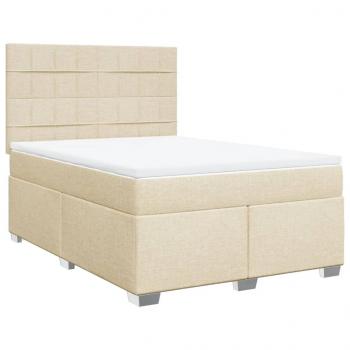 Boxspringbett mit Matratze Creme 140x190 cm Stoff