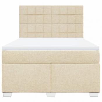 Boxspringbett mit Matratze Creme 140x190 cm Stoff