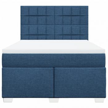 Boxspringbett mit Matratze Blau 140x190 cm Stoff