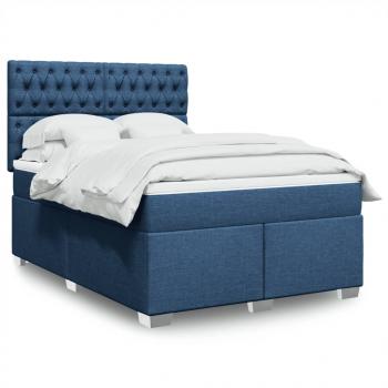 ARDEBO.de - Boxspringbett mit Matratze Blau 140x190 cm Stoff