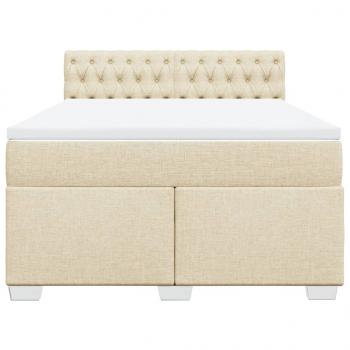 Boxspringbett mit Matratze Creme 140x190 cm Stoff